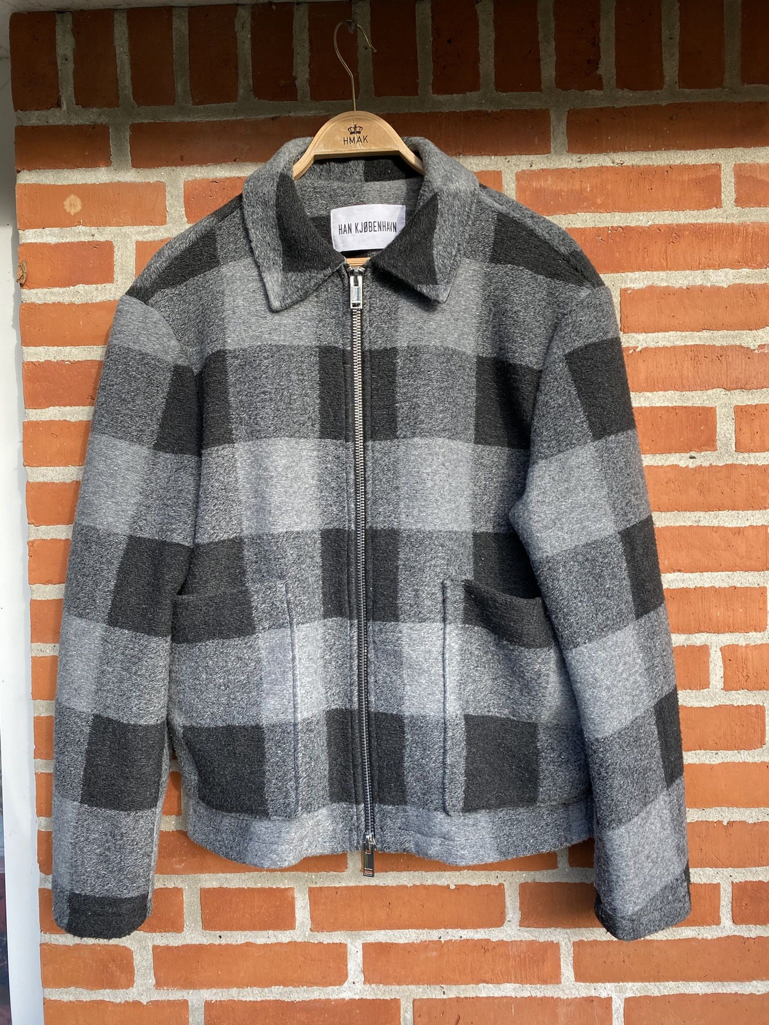 Acne Studios $810 - 50/L - Zip Boxy Jacket - Black/Grey Check Size US L / EU 52-54 / 3 - 9 Thumbnail
