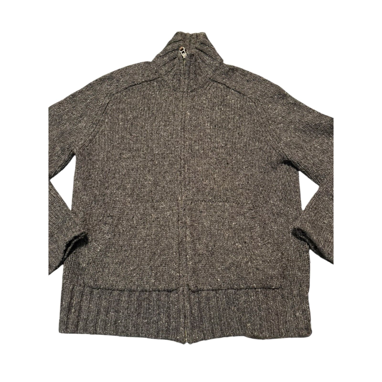 Polo Ralph Lauren VINTAGE Polo Ralph Lauren Full Zip Sweater Men M Gray Alpaca Wool Knit Leather Elbow Patch Slim Pockets Mock Neck Long Sleeve Size US M / EU 48-50 / 2 - 2 Thumbnail