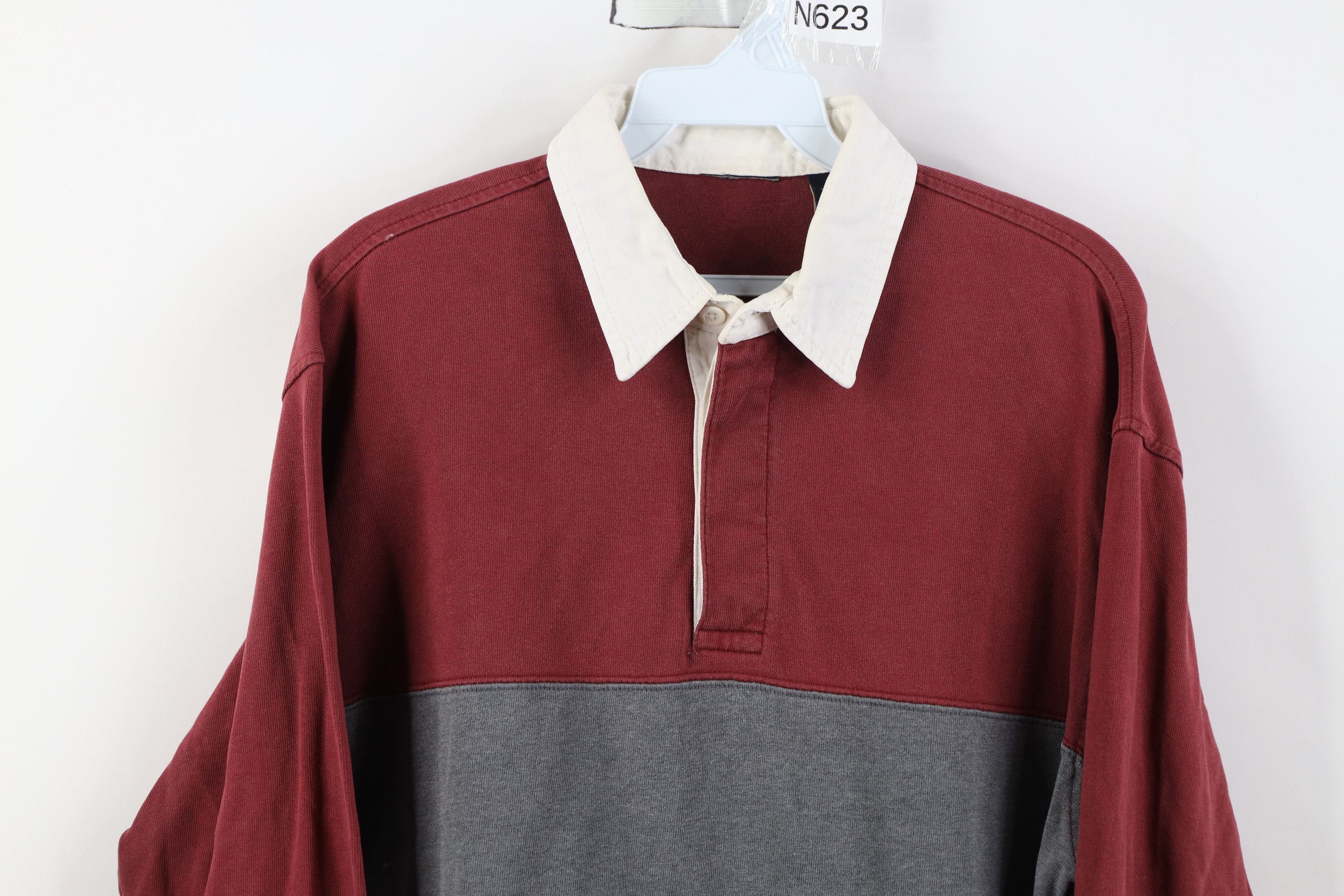 Vintage Vintage 90s Streetwear Block Long Sleeve Rugby Polo Red Size US M / EU 48-50 / 2 - 2 Thumbnail
