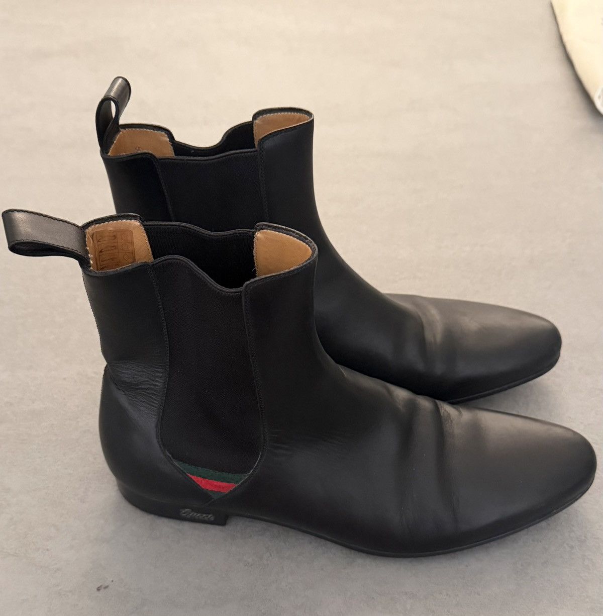 Gucci Gucci Leather Chelsea Boots Black Web Stripe –Size 41 (US 8) Size US 9 / EU 42 - 1 Thumbnail