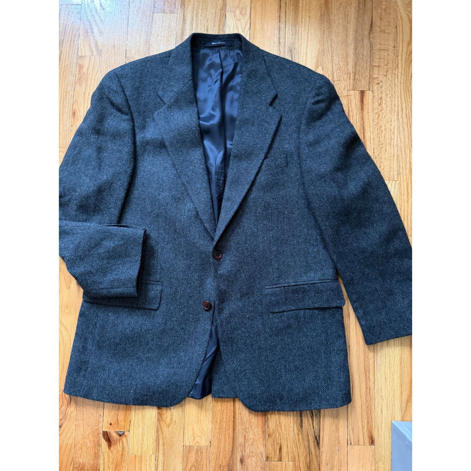 Chaps Ralph Lauren Ralph Lauren Mens 40R Tweed Blazer Navy Herringbone Canada Size 40R - 5 Thumbnail