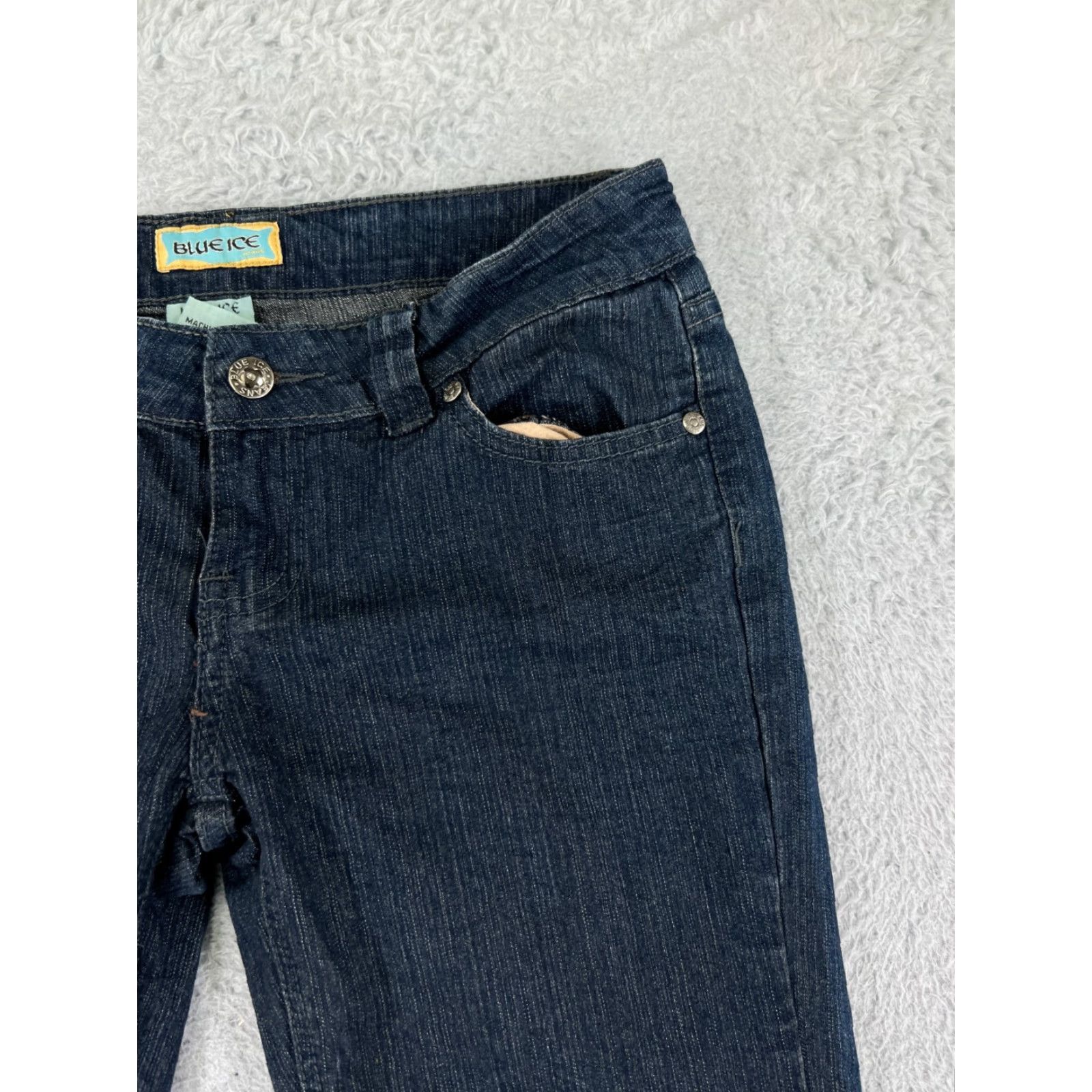 Vintage Blue Ice Jeans Women Bootcut Cotton Blend Denim 5 Regular Blue 28x31 5-Pocket Embroidered Logo Vintage? No Ladies Jeans 90s? Size 27" / US 4 / IT 40 - 7 Thumbnail