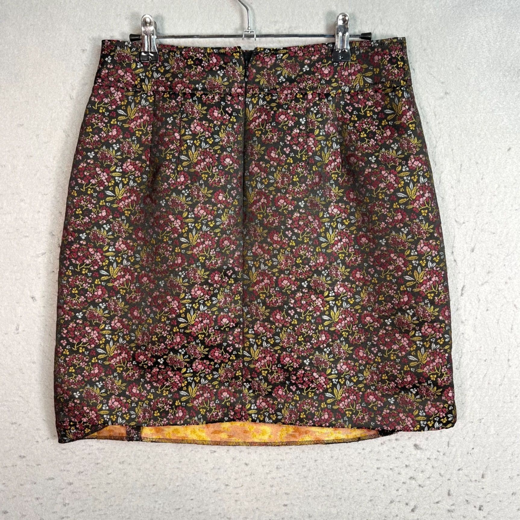 Loft Loft Ann Taylor Black Pink Floral Printed Pencil Skirt Womens 4 Polyester Short Slim Fit Size 27" / US 4 / IT 40 - 2 Thumbnail