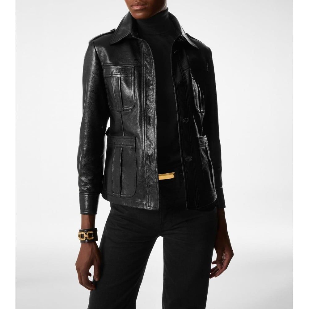 Tom Ford o1loc1c0226 CSL752 Leather Field Jacket in Black Size S / US 4 / IT 40 - 3 Thumbnail