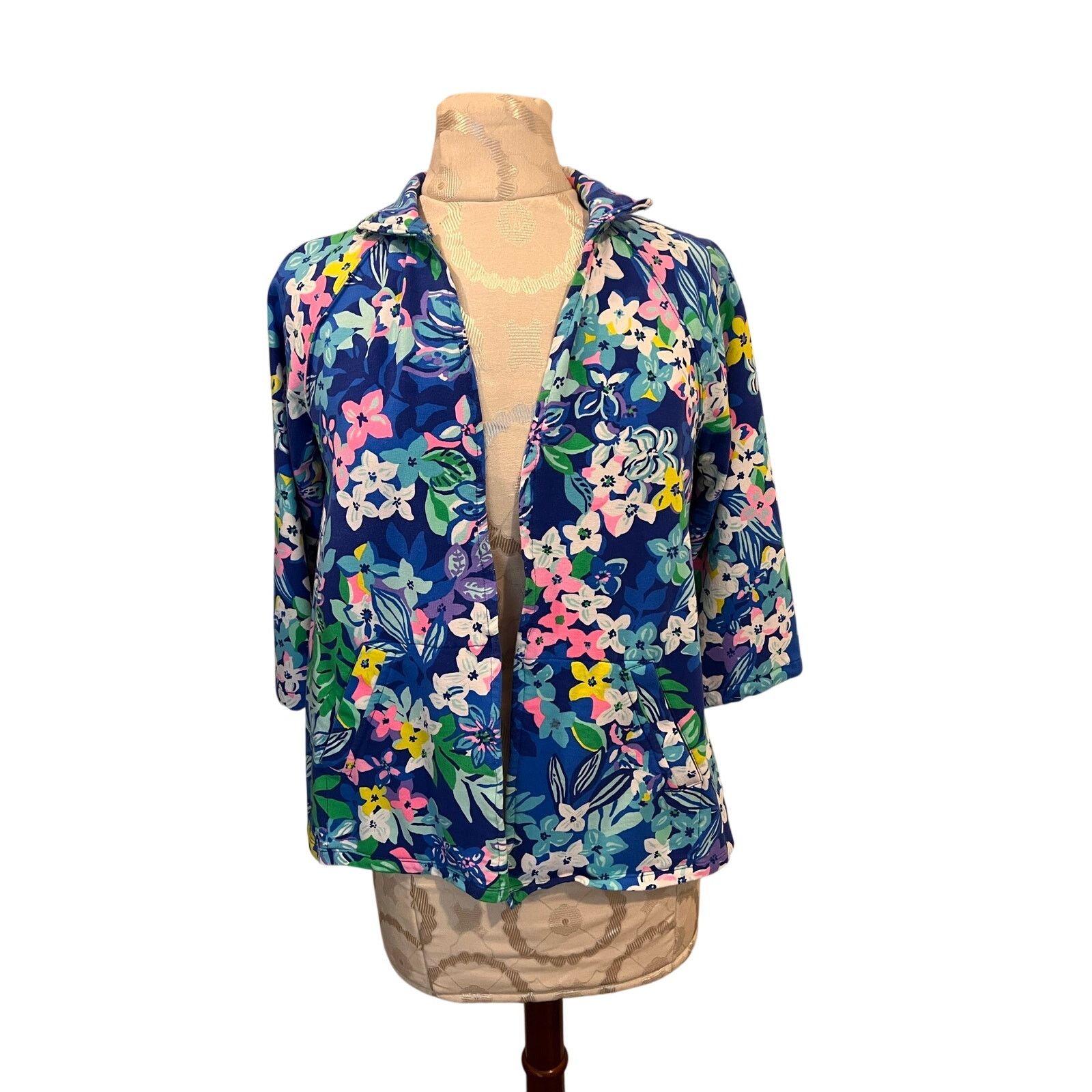 Lilly Pulitzer Lilly Pulitzer Floral Lightweight Open-Front Jacket Small Size S / US 4 / IT 40 - 1 Thumbnail