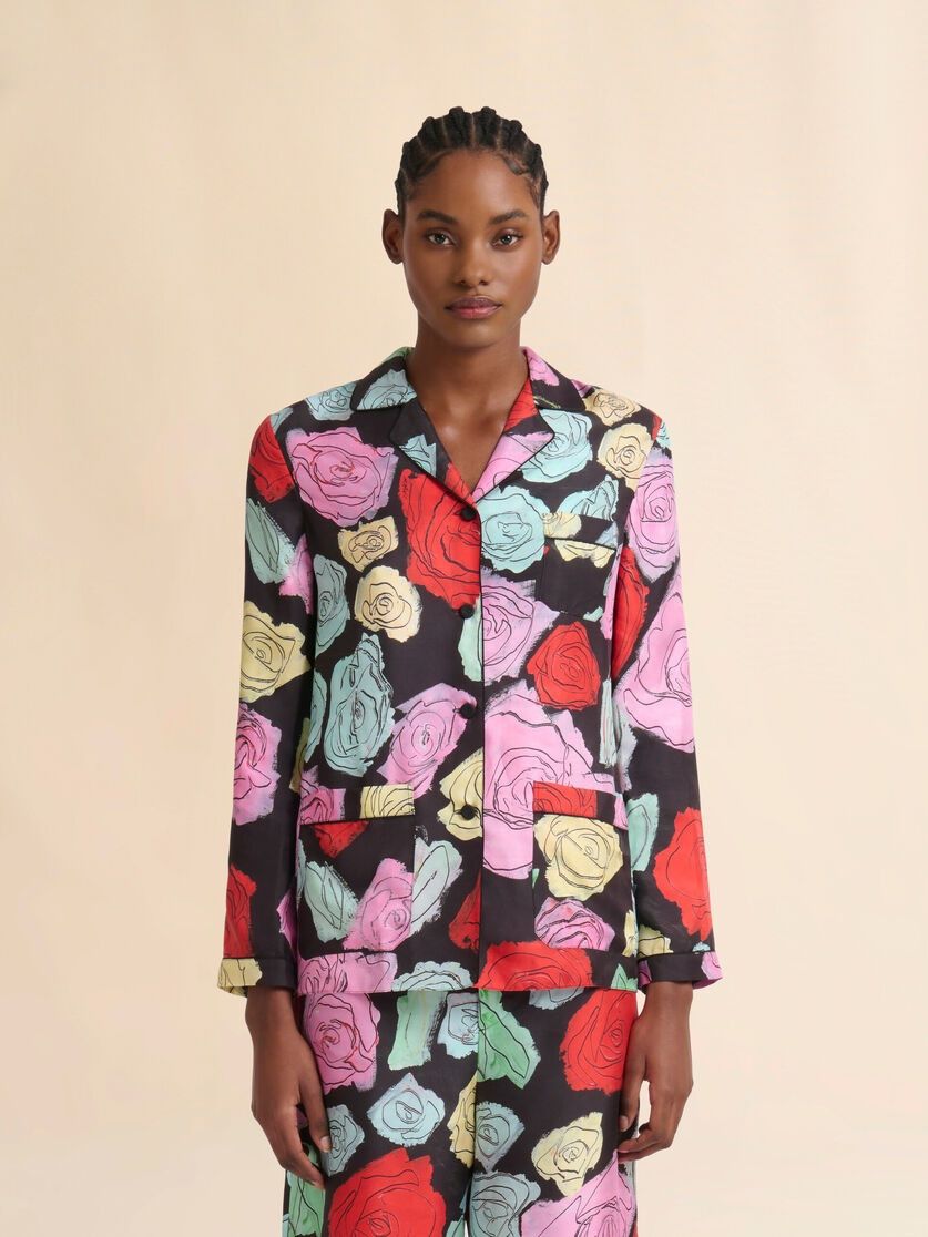 Marni o1w1db10426 Silk Pyjama Shirt With Orion Print in Multicolor Size L / US 10 / IT 46 - 2 Thumbnail