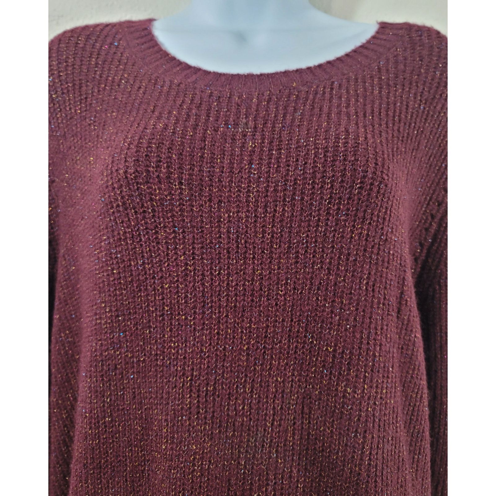 Other Lane Bryant Burgundy Metallic Ribbed Knit Sweater 18 20 Size XXL / US 16-18 / IT 52-54 - 5 Thumbnail