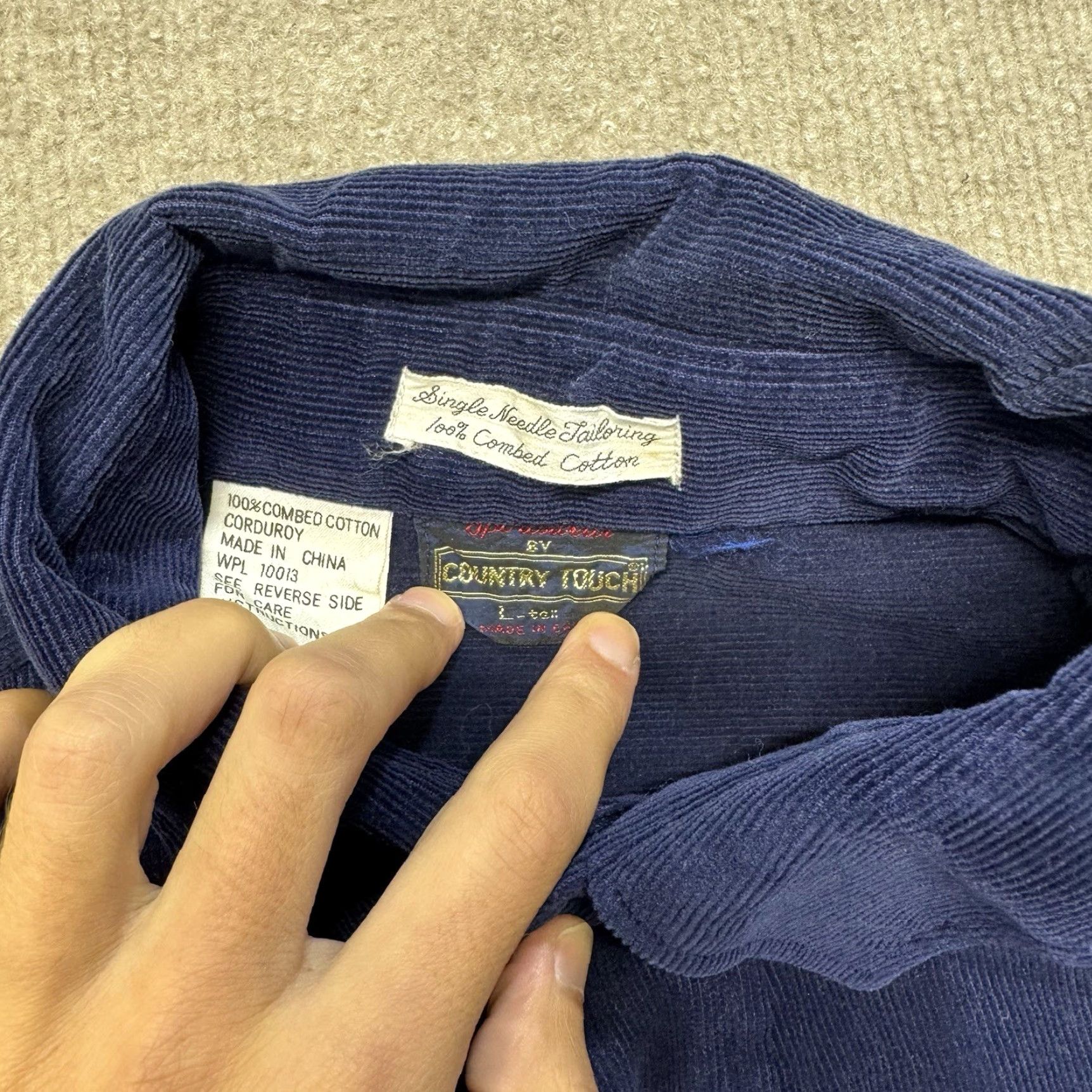 Vintage VINTAGE Country Touch Corduroy Western Shirt Large Tall Blue Pockets 70s Men Button-Up Shirt (LT) Boys Mens Waxed? Size US L / EU 52-54 / 3 - 3 Thumbnail