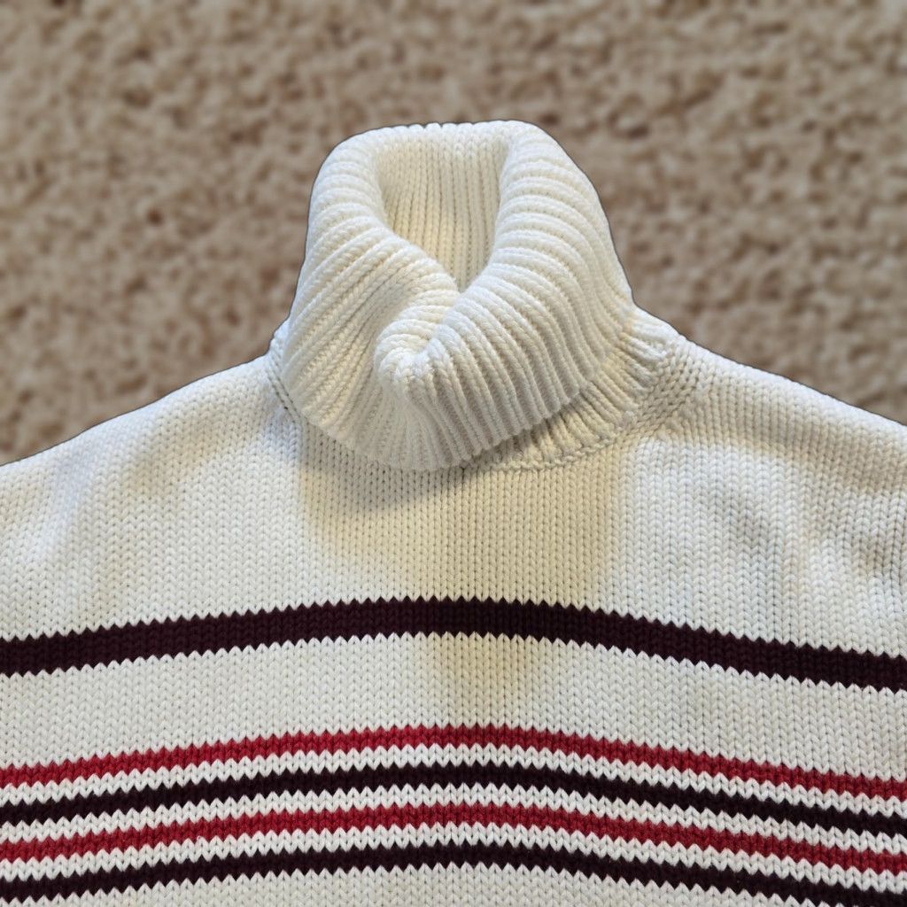 Madewell Madewell Sweater Top Womens Size Large White Red Striped Turtleneck Boxy Casual Shirt Size L / US 10 / IT 46 - 1 Thumbnail