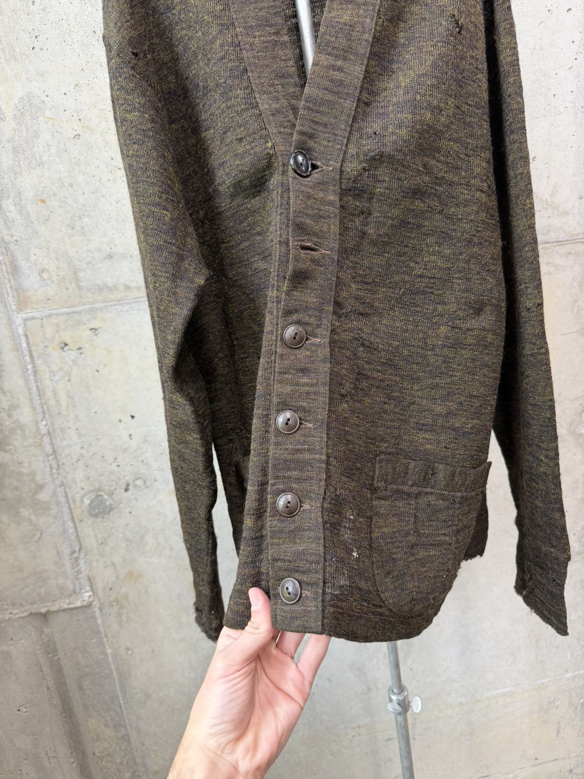 Vintage 30s 40s Thrashed Wool Cardigan Sweater ERD Grunge Size US M / EU 48-50 / 2 - 3 Thumbnail