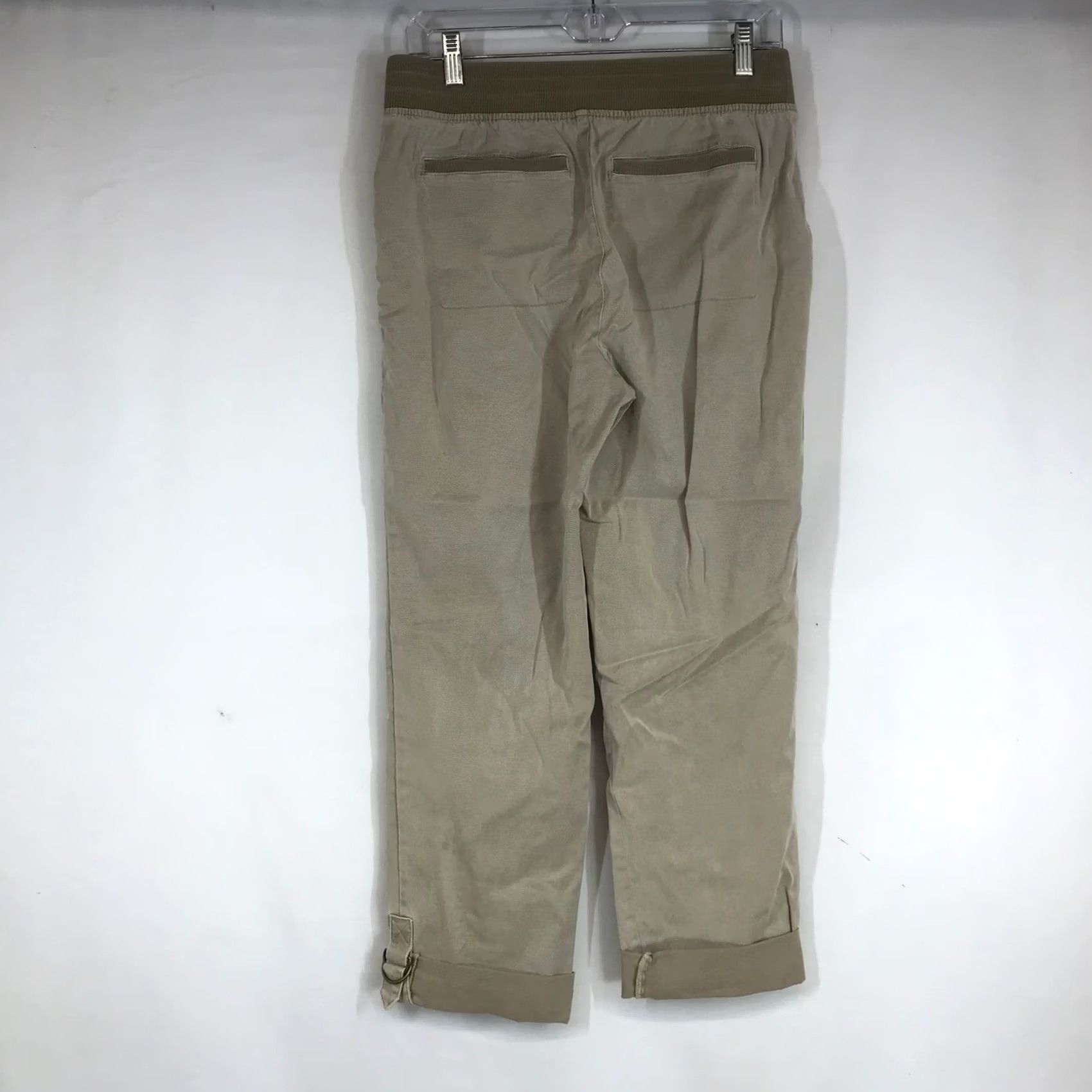 Soft Surroundings Soft Surroundings Pants Cargo Womens Small Tan Khaki Ribbed Elastic Waist Pockets D-Ring Hem Retro Nautical Casual Workwear - Mens? Size 28" / US 6 / IT 42 - 4 Thumbnail