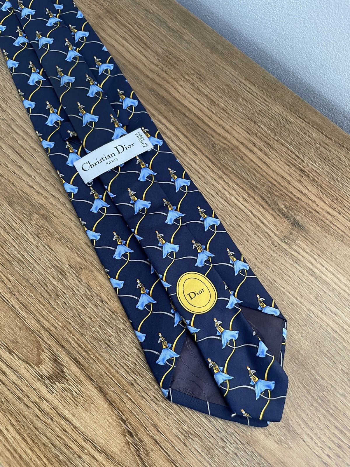 Christian Dior Monsieur Christian Dior Silk Tie Patterned Vintage Blue Gold Luxury Size ONE SIZE - 6 Thumbnail