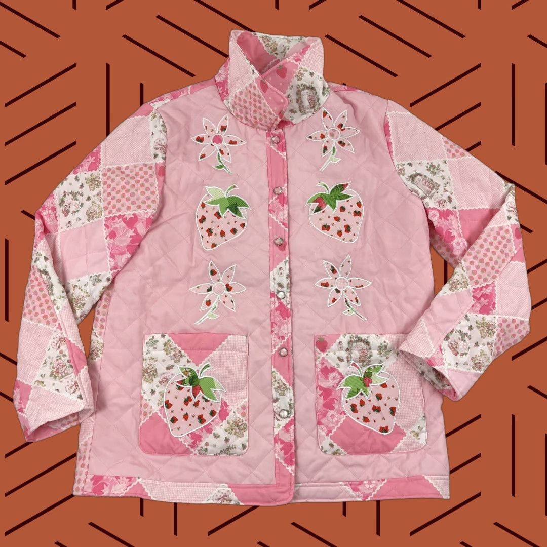 Dolls Kill Dolls Kill x Strawberry Shortcake Jacket Womens Small Pink Quilted Extra Serving Quilted Jacket Style Pocket Collared Lightweight Vintage: No Size S / US 4 / IT 40 - 1 Thumbnail