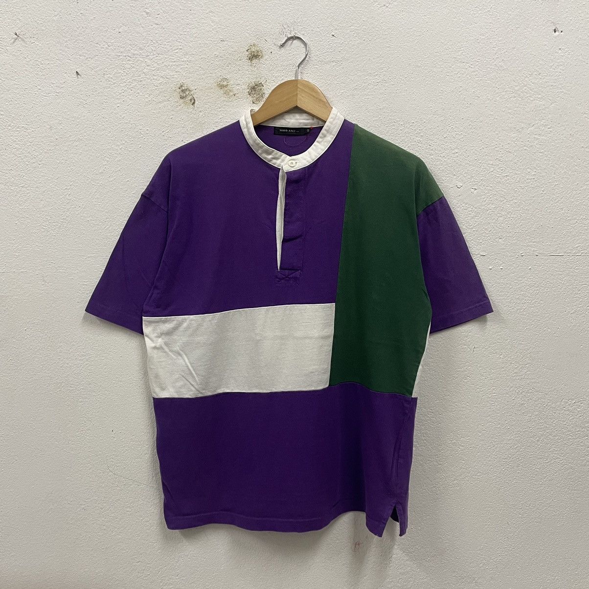 Japanese Brand × Vintage 🔥🇯🇵Vintage Niko And … Colour Block Retro Mandarin Collar Tee Size US L / EU 52-54 / 3 - 1 Thumbnail