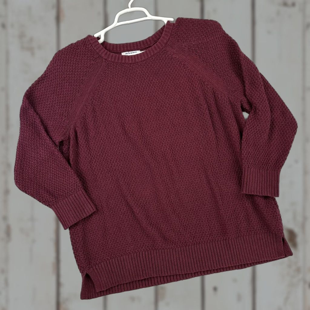 Old Navy Old Navy Sweater Womens Large Burgundy Textured Pullover Raglan Sleeve Knit Top Size L / US 10 / IT 46 - 1 Thumbnail