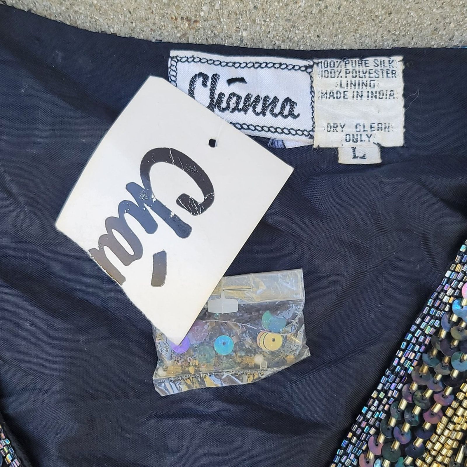 The Unbranded Brand Vtg 80s 90s Channa Silk Sequin Beaded Jacket Size L / US 10 / IT 46 - 8 Thumbnail