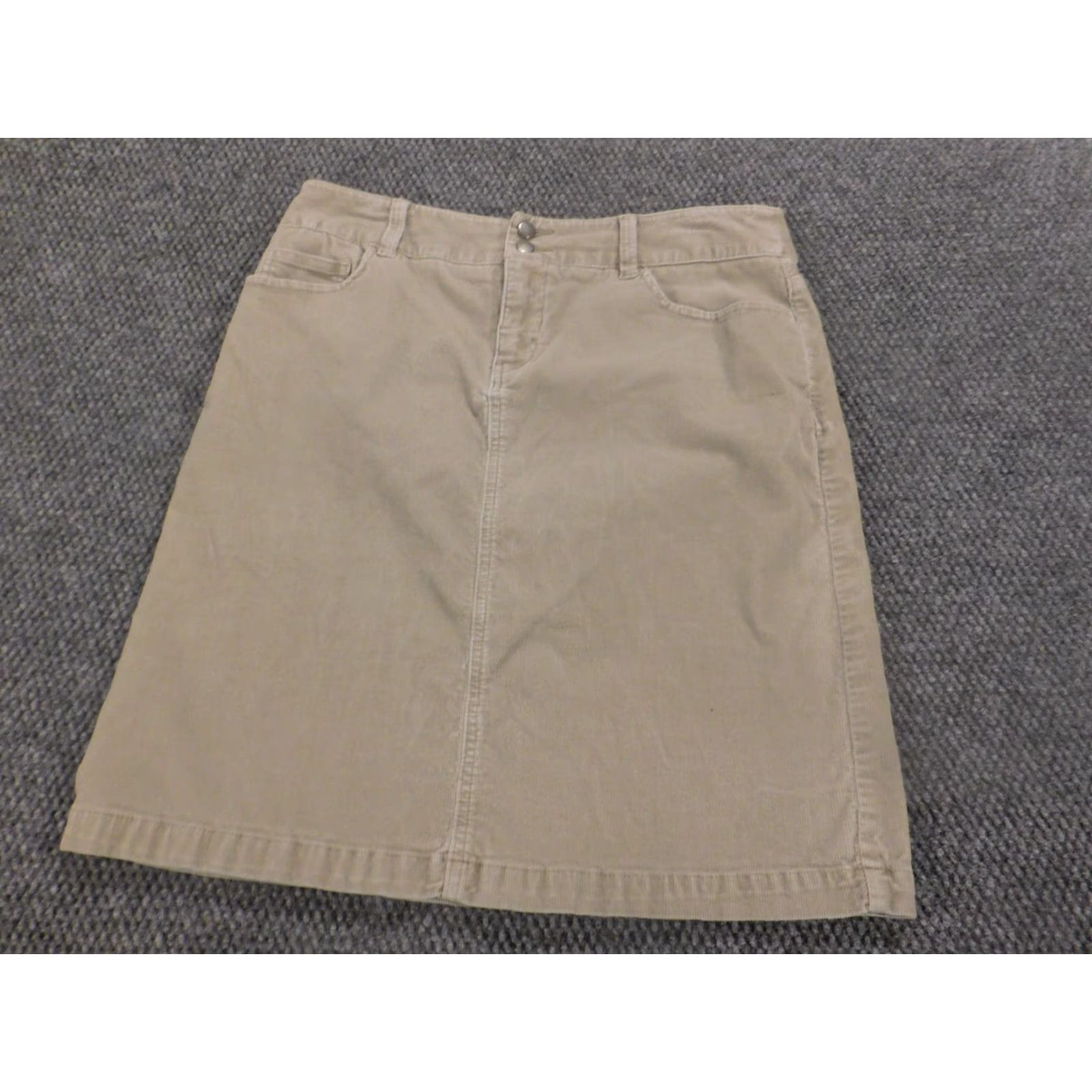Vintage Sonoma Skirt Women 6 Beige A-Line Knee Length Zip Lined Knit Cotton Casual Regular Mid Rise Size 28" / US 6 / IT 42 - 2 Thumbnail