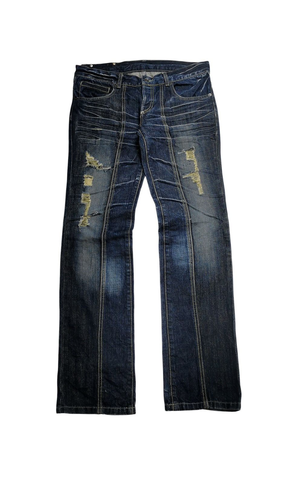 20471120 Slim Flare Jeans Buffalo Jeans Distress Denim Boot Cut Size US 33 - 1 Thumbnail