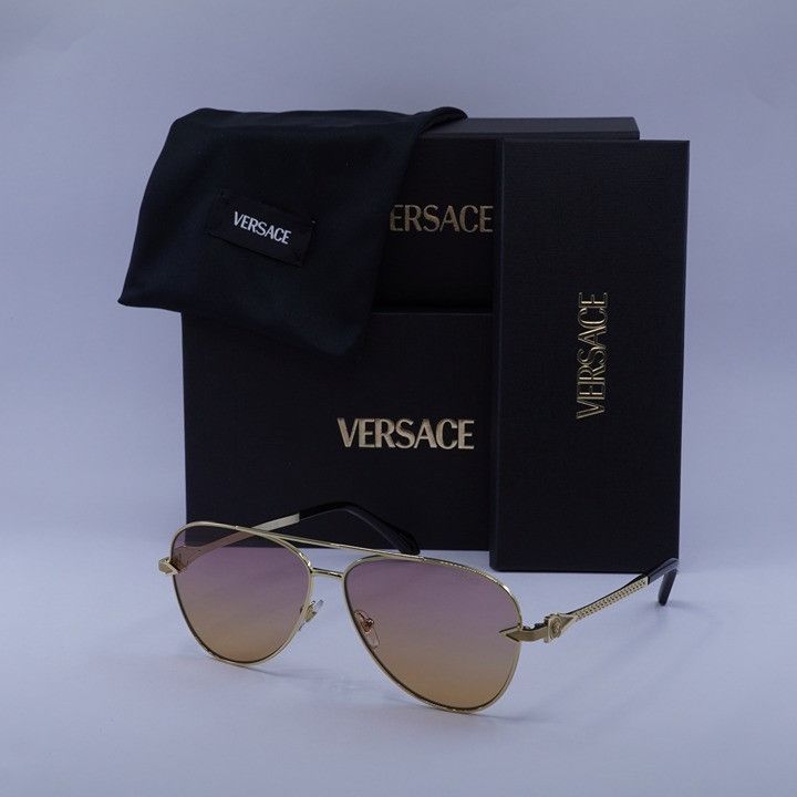 Versace Versace VE2283 1002EL Sunglasses Gold Aviator Frame, Orange Size ONE SIZE - 12 Thumbnail