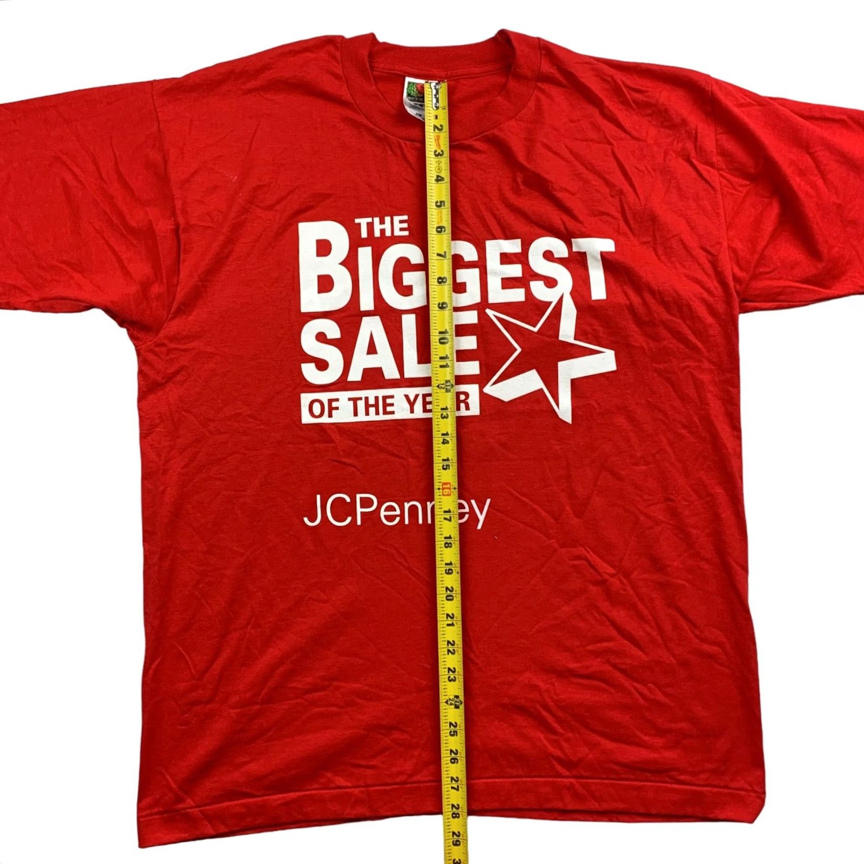 Fruit Of The Loom VINTAGE JC Penney The Biggest Sale Of The Year T-Shirt Single Stitch Red XL Men Shirt Size US XL / EU 56 / 4 - 5 Thumbnail