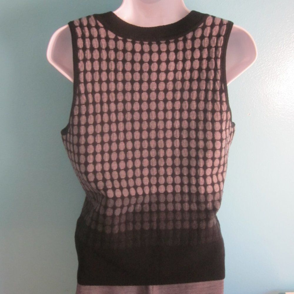 Robert Talbott Talbots Wool Vest Sweater Top Black & Gray 1980's Vintage Size M / US 6-8 / IT 42-44 - 8 Thumbnail