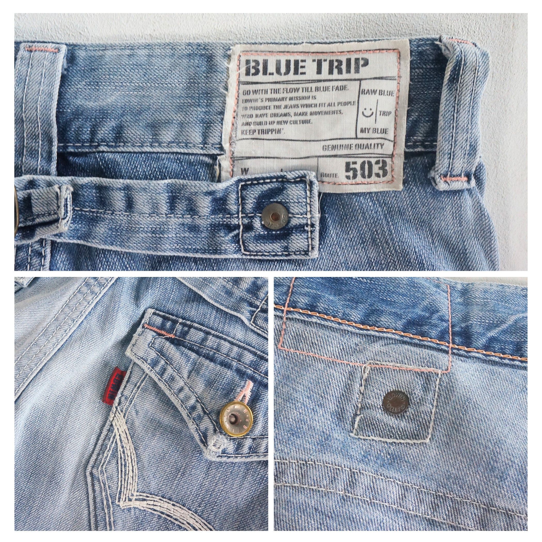 Edwin Edwin 503 Cinch Back Low Rise Flare Light Blue Jeans Size 29" - 6 Thumbnail
