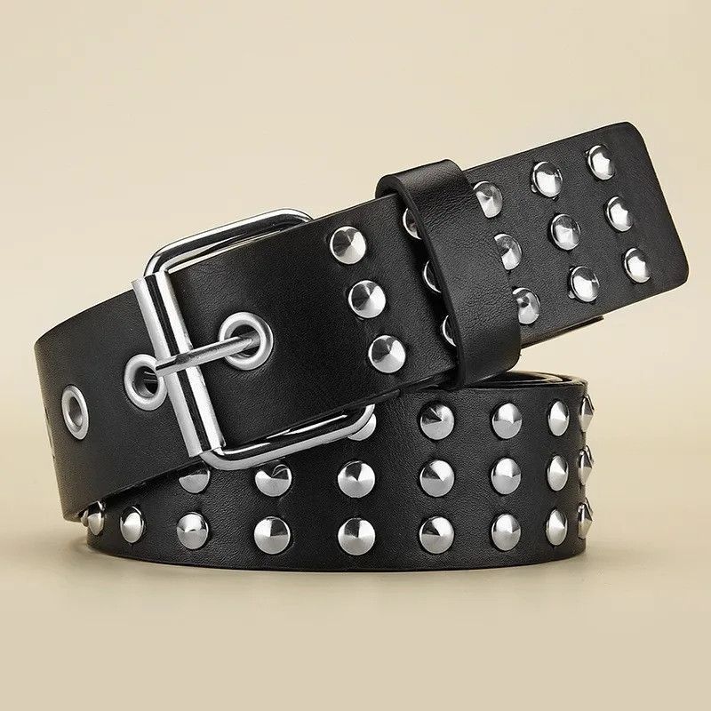 Other 110cm Round Studded Punk Biker Belt Size ONE SIZE - 1 Thumbnail
