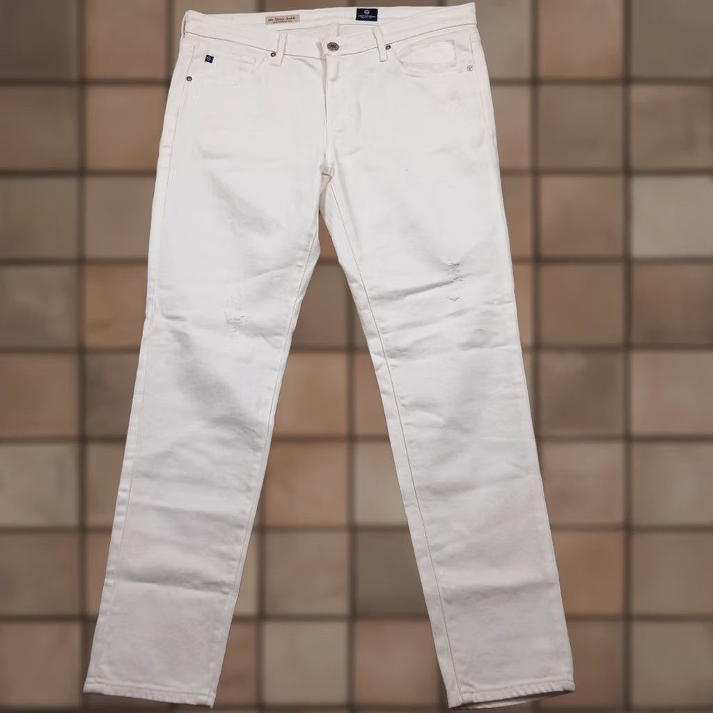 Vintage AG Adriano Goldschmied The Stevie Ankle Jeans Women's 31 White Slim Distressed Denim 28in Inseam Size 24" / US 00 / IT 34 - 1 Thumbnail