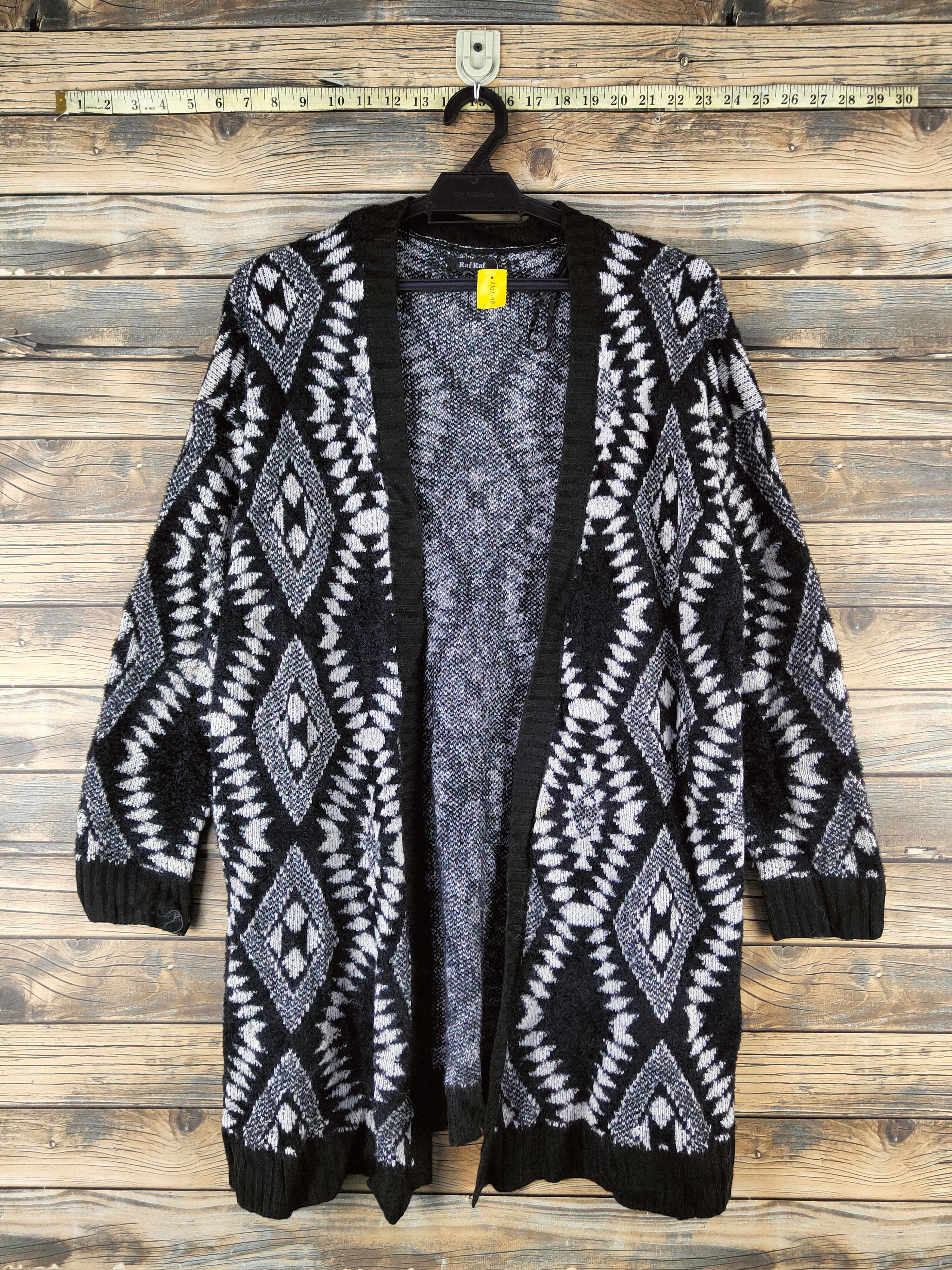 Japanese Brand DL Raf Raf Black White Knitwear Cardigan #46-1012 Size L / US 10 / IT 46 - 1 Thumbnail
