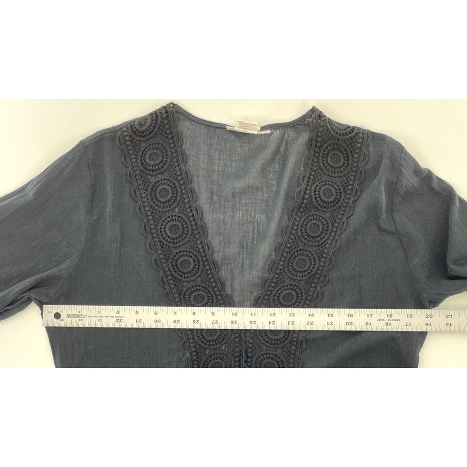 Vintage La Blanca Coverup Dress Women’s Size Medium Black Cotton Long Sleeve Size M / US 6-8 / IT 42-44 - 7 Thumbnail