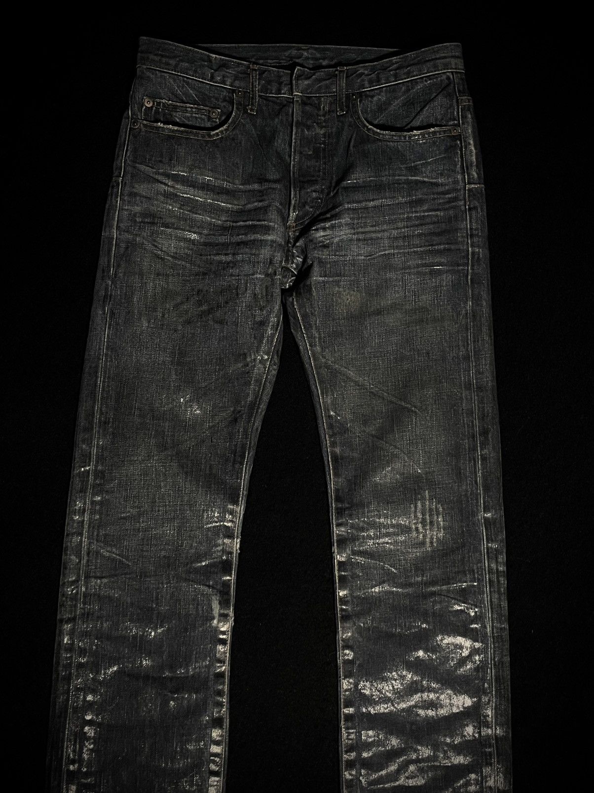 Dior × Hedi Slimane × Yves Saint Laurent AW03 DIOR BLUE “LUSTER” WAX DENIM Size US 29 - 3 Thumbnail