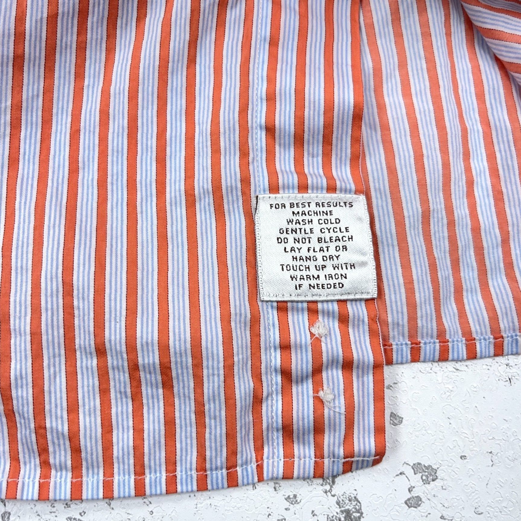 Peter Millar Peter Millar Shirt Men Medium Orange Striped Button-Up Dress Egyptian Cotton Size 40R - 5 Thumbnail