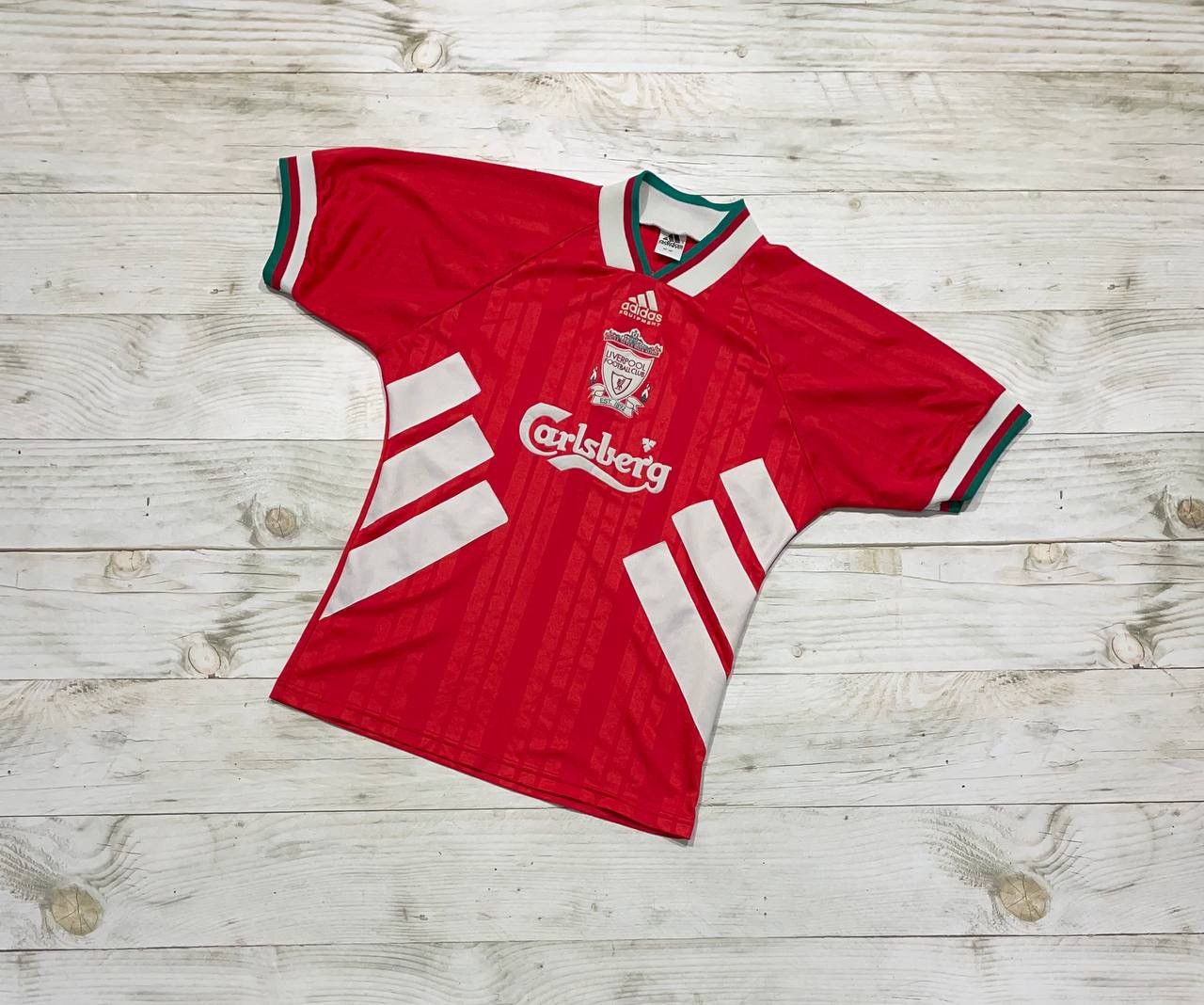 Image of Vintage Adidas Liverpool 1993 1995 Home Shirt Soccer Jersey in Red, Men's (Size Small)