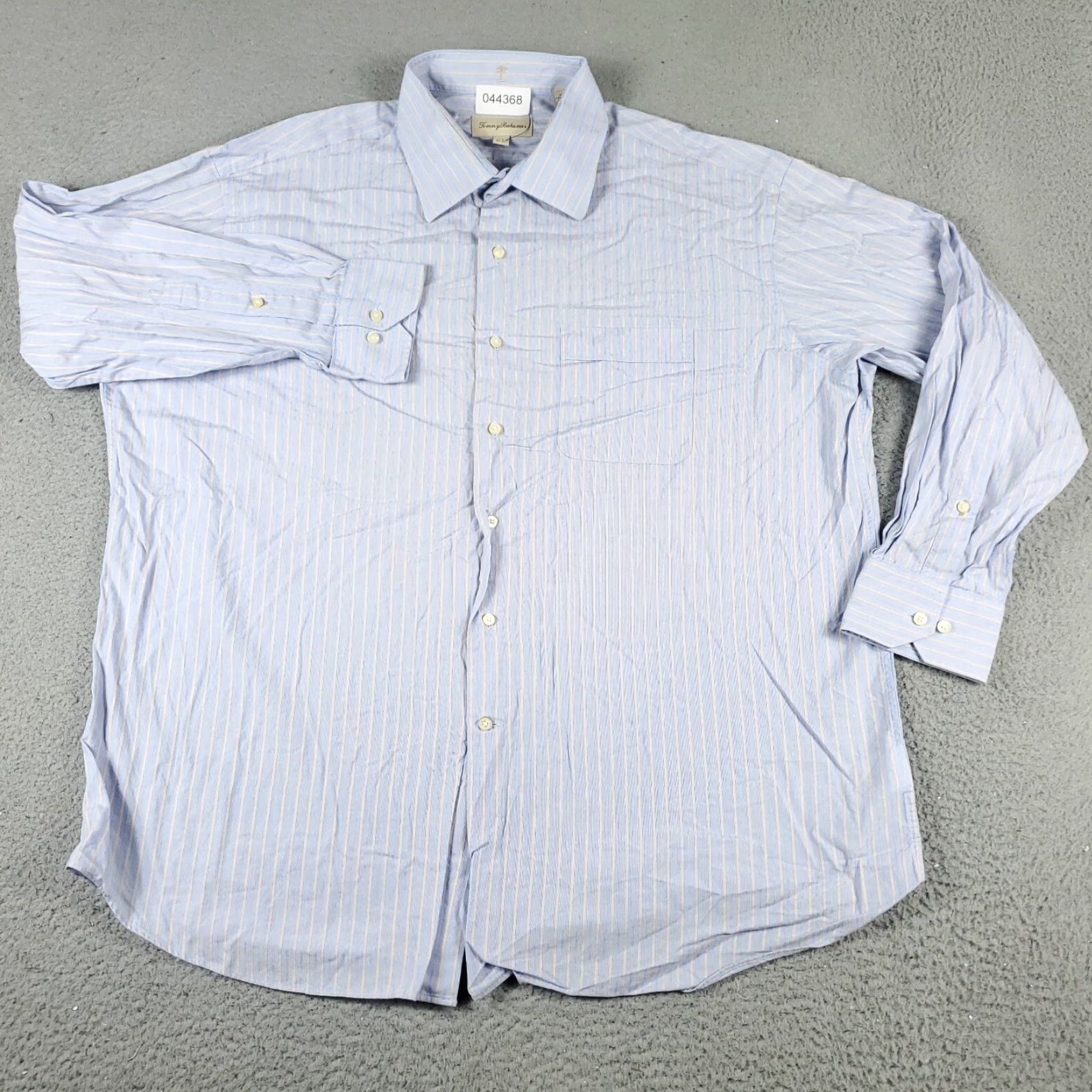 Tommy Bahama VINTAGE? No, it's Tommy Bahama Shirt Mens 17.5 Blue Striped Dress Button Up Long Sleeve Size 46R - 2 Thumbnail