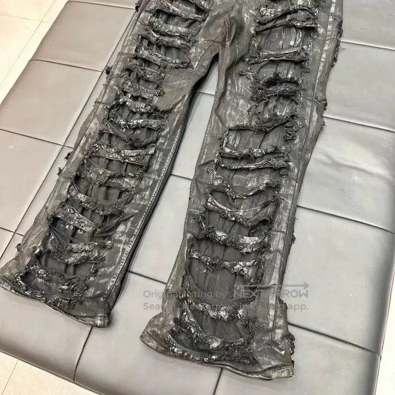 Rick Owens Rick Owens Black Distressed Flare Jeans Size 32. Size US 32 / EU 48 - 4 Thumbnail