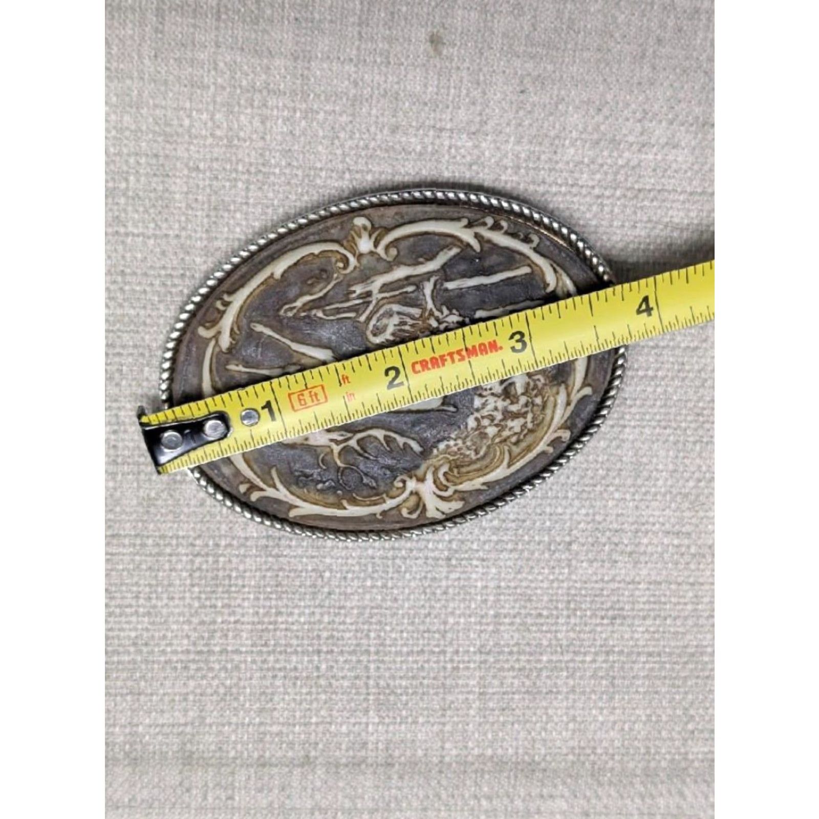 Vintage VINTAGE DEER belt buckle INCOLAY STONE WESTERN NATURE buckLE cowboy hunting belt Buckle 1.5 in Men Brown Tan Rodeo Nature Vintage Mens Size ONE SIZE - 6 Thumbnail