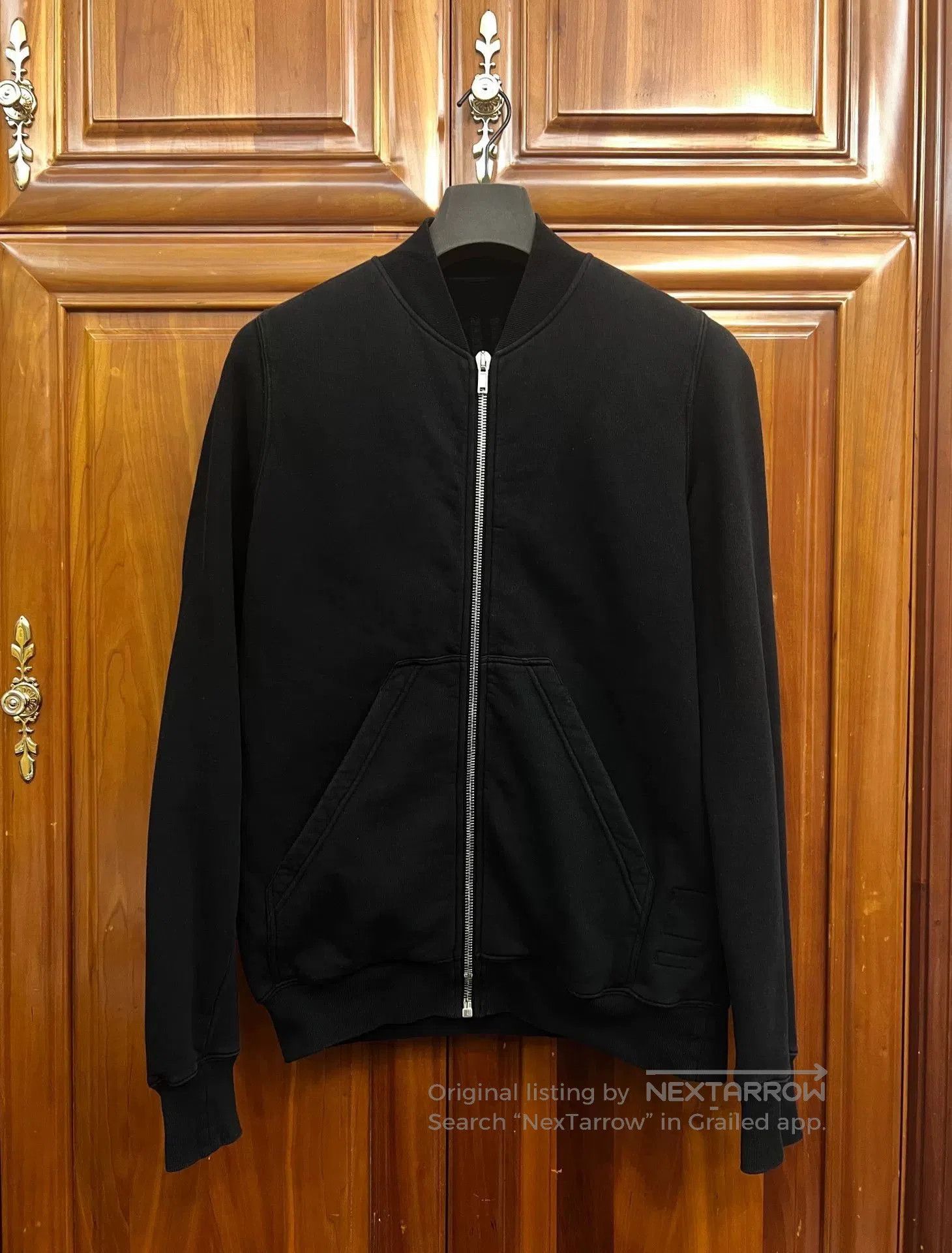 Rick Owens Black Zip Front Pilot Jacket.