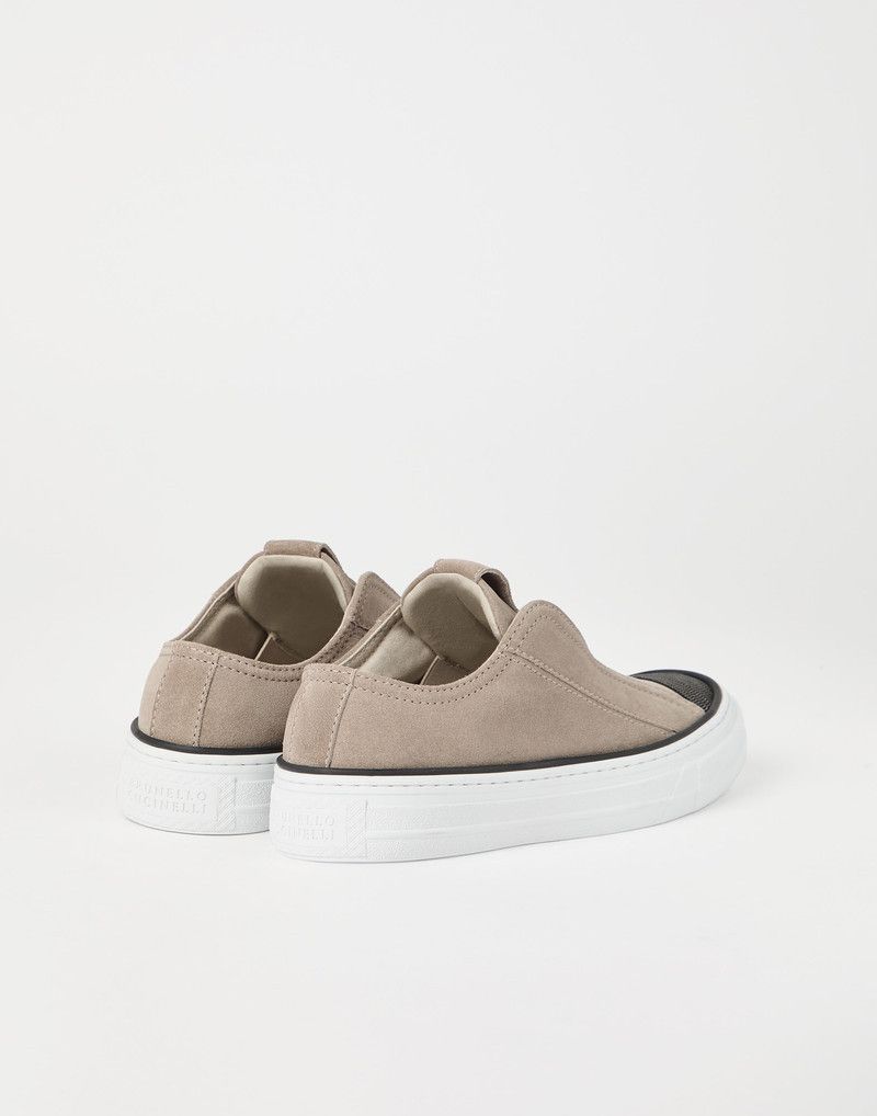 Brunello Cucinelli o1la1rc1a0326 Suede Slip-On Sneakers in Beige Size US 11 / IT 41 - 4 Thumbnail