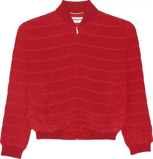 Saint Laurent Paris o1bcso1str0924 Striped Teddy Jacket in Rouge Theatre Size US M / EU 48-50 / 2 - 1 Thumbnail