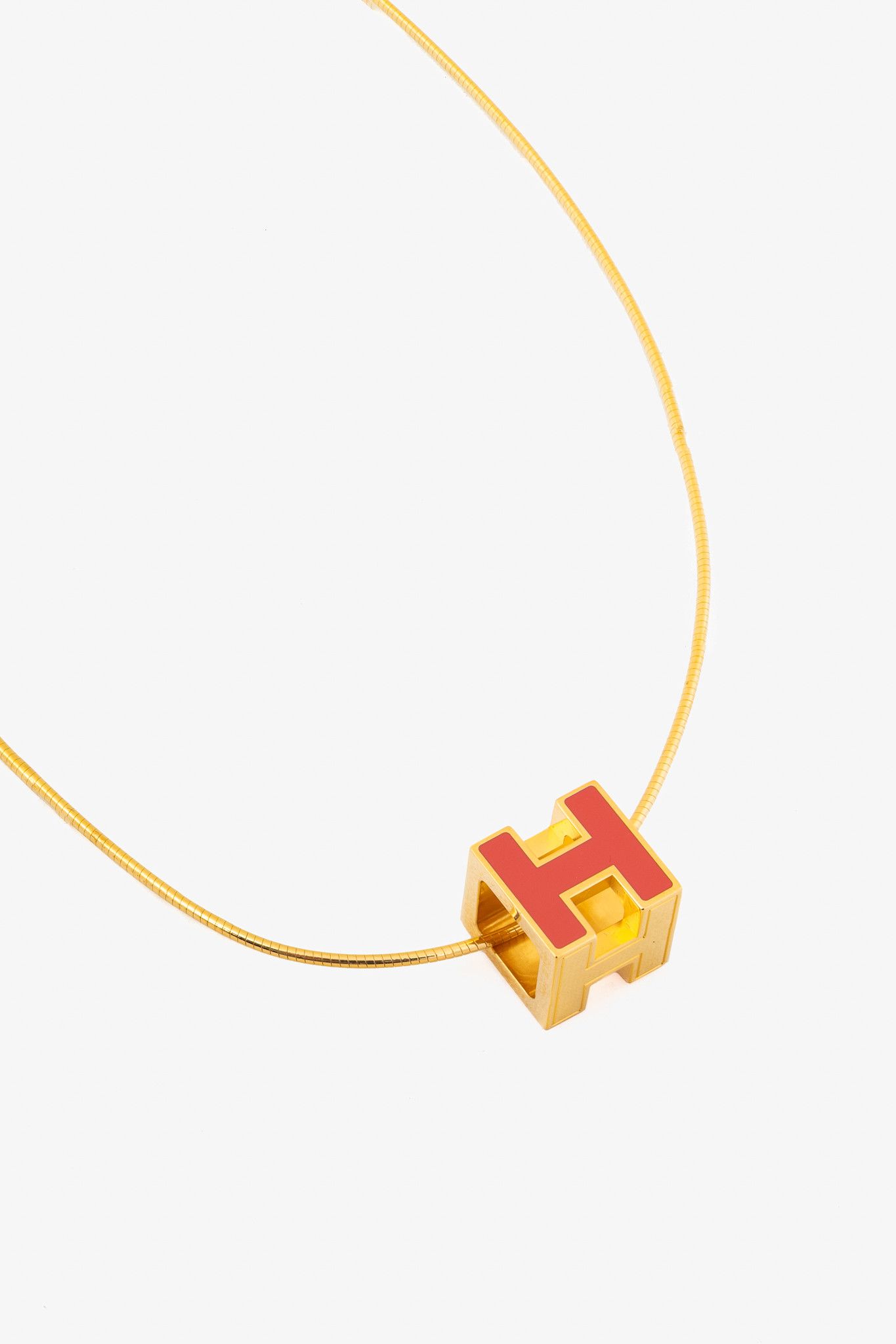 Hermes Hermes Cage D'H Gold Cube-Pendant Necklace Size ONE SIZE - 1 Thumbnail