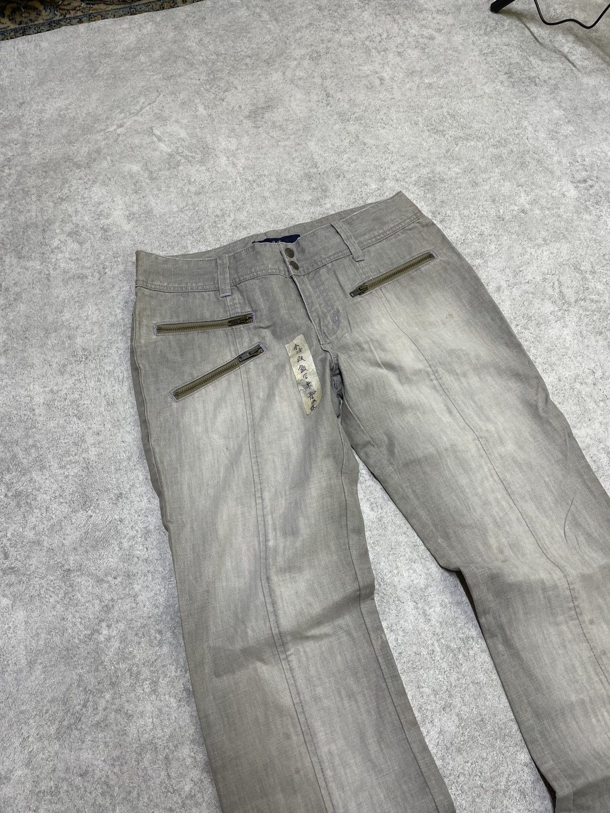 If Six Was Nine × Japanese Brand × Le Grande Bleu (L.G.B.) Detail crash break mix leather trashed flared jean Size US 27 - 2 Thumbnail