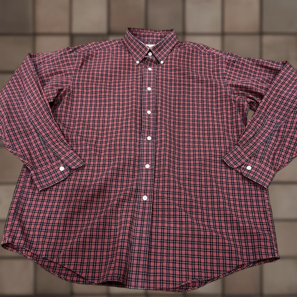 Vintage VINTAGE L.L. Bean Men's Shirt Long Sleeve Red Plaid Casual Business Formal Party Wedding Fall Spring Summer Winter Large Size US L / EU 52-54 / 3 - 1 Thumbnail