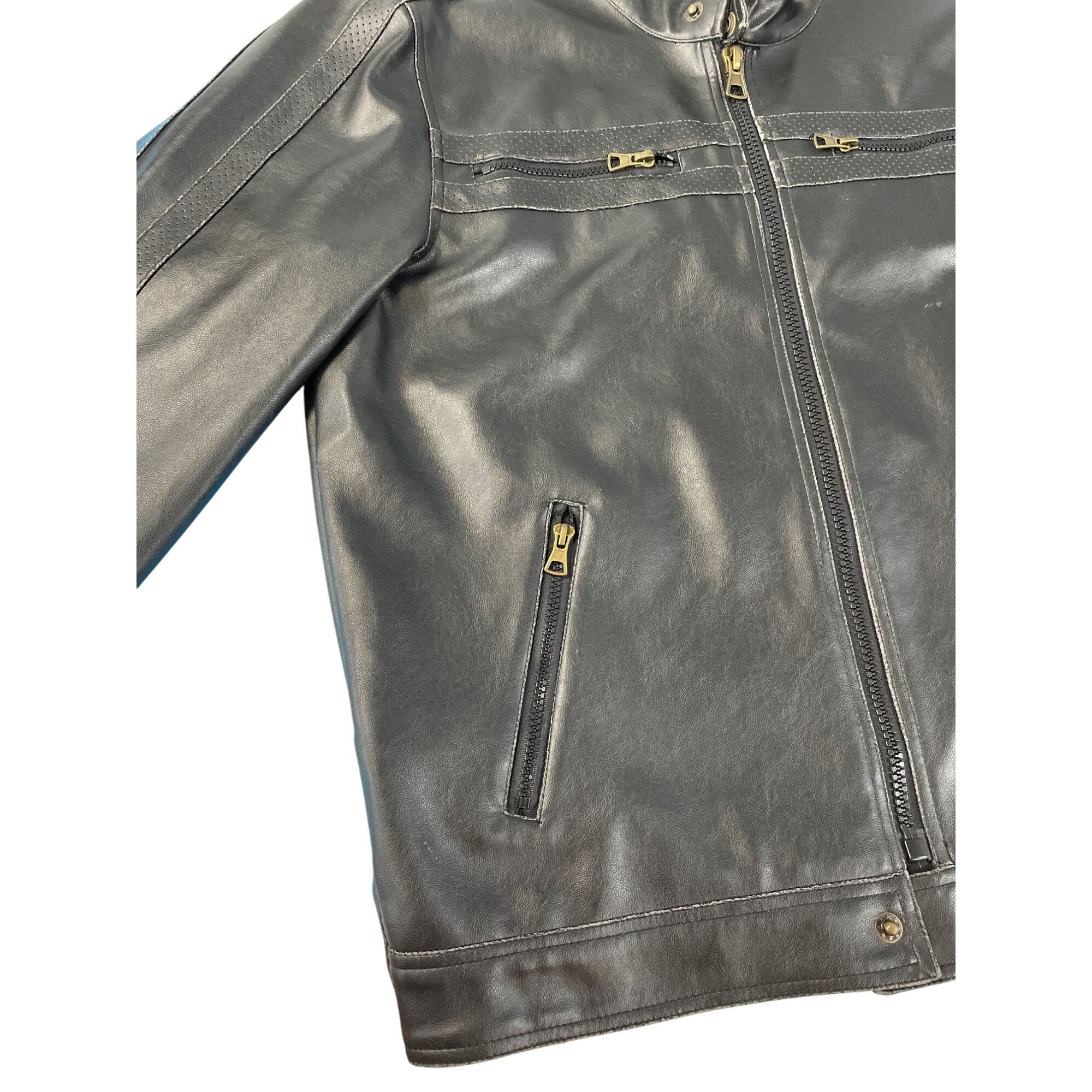 Other Carbon mens brown faux leather motorcycle jacket Size L SKU Size L / US 10 / IT 46 - 3 Thumbnail