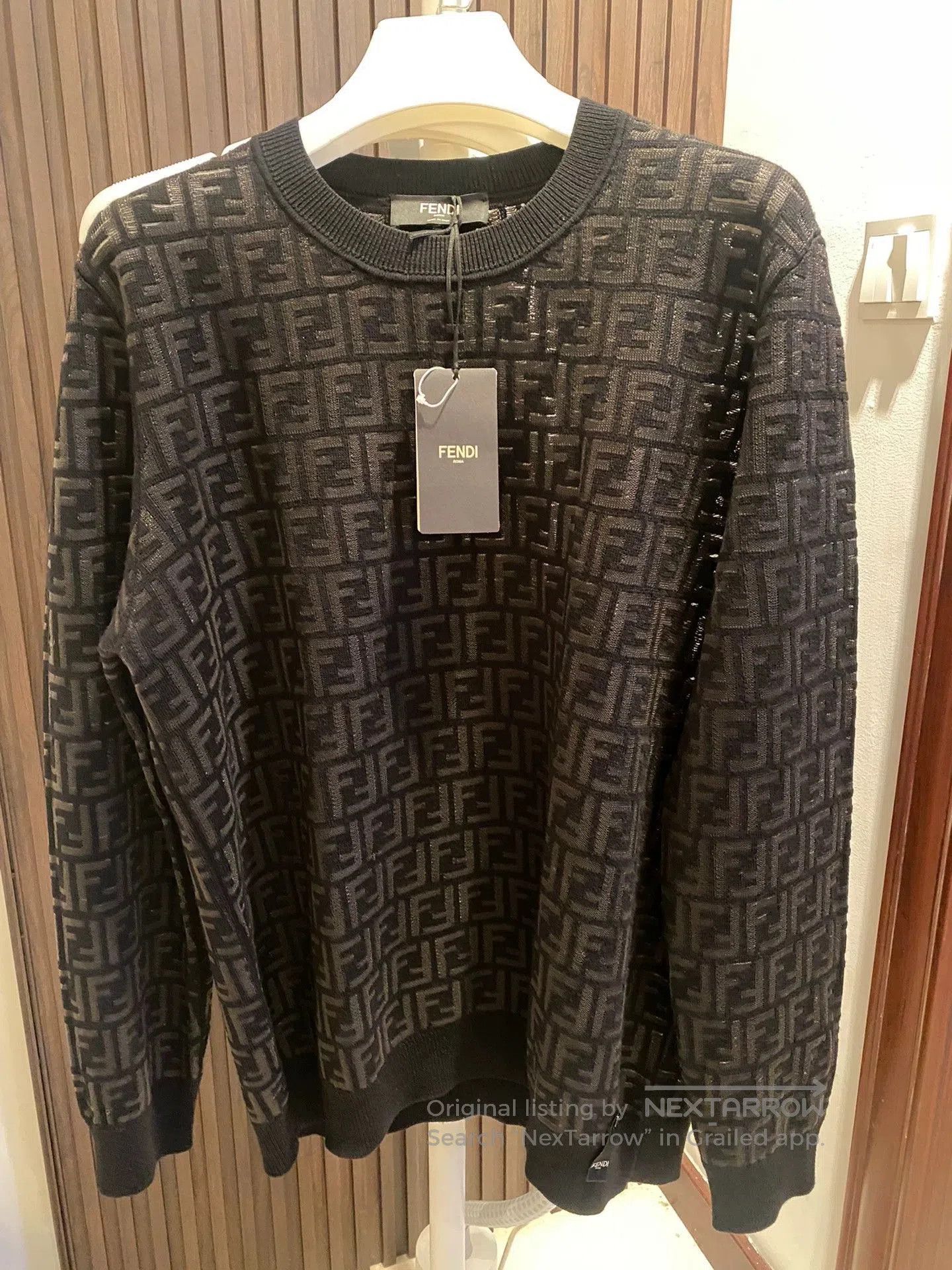 Fendi fendi black knitted logo sweater for men. Size US XXL / EU 58 / 5 - 1 Thumbnail