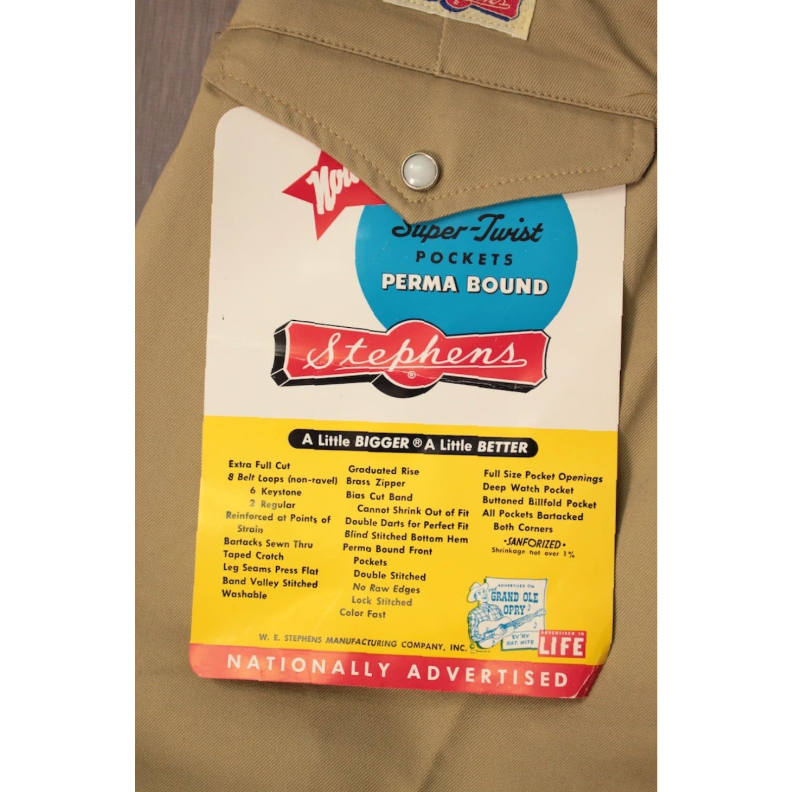 Vintage VINTAGE Mens Stephens Western Slacks 28x34 Dark Khaki 1960s Flare Leg Cotton Size US 28 / EU 44 - 4 Thumbnail