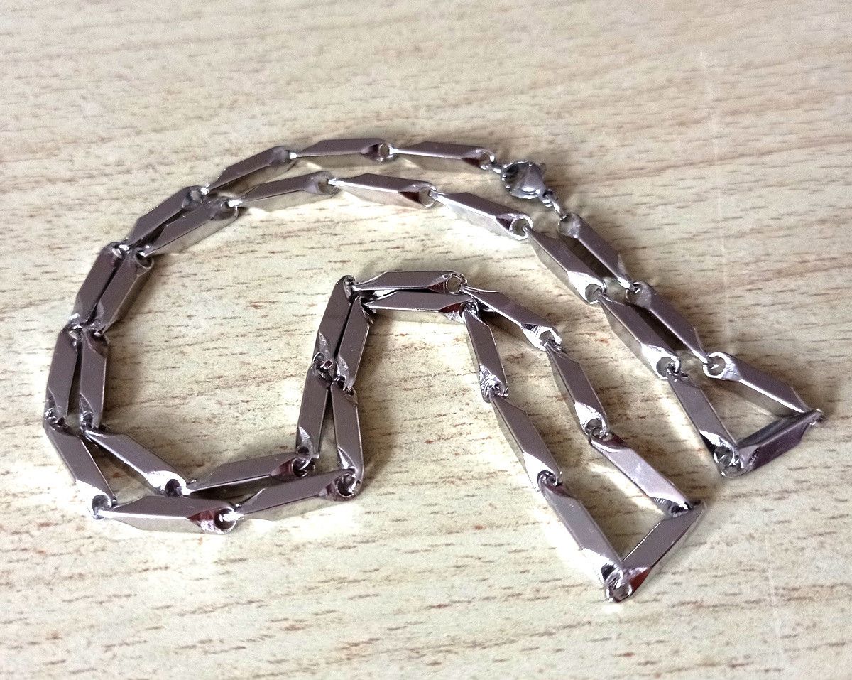 Designer × Vintage Hippie Goth Ridge Square Bar Silver Necklace Rave Unique Size ONE SIZE - 2 Thumbnail