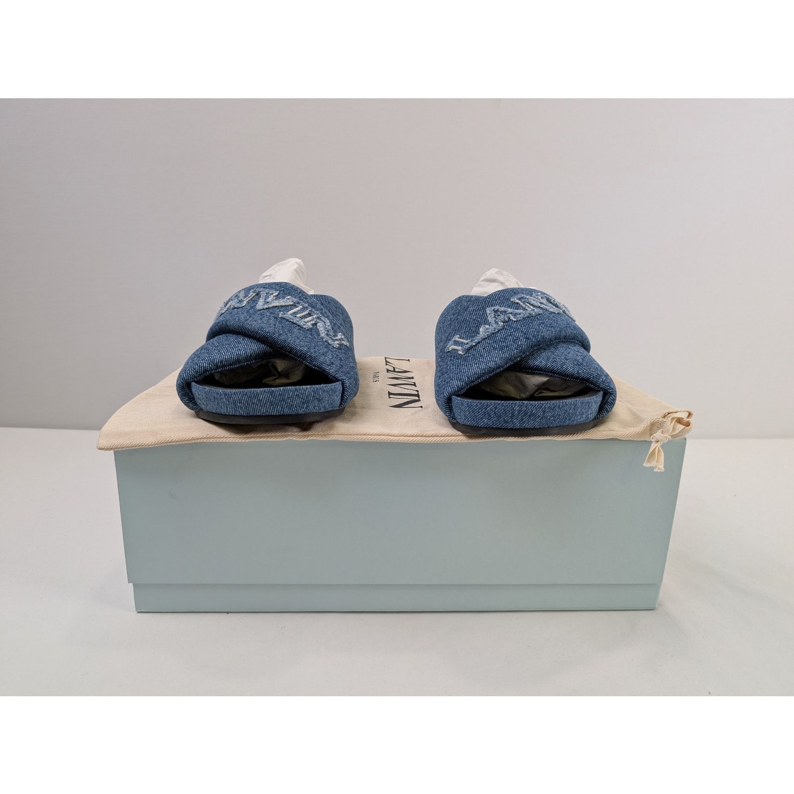Lanvin o1rshd1 Cross Sandal Slipper with Denim in Blue Size US 10 / EU 43 - 18 Thumbnail