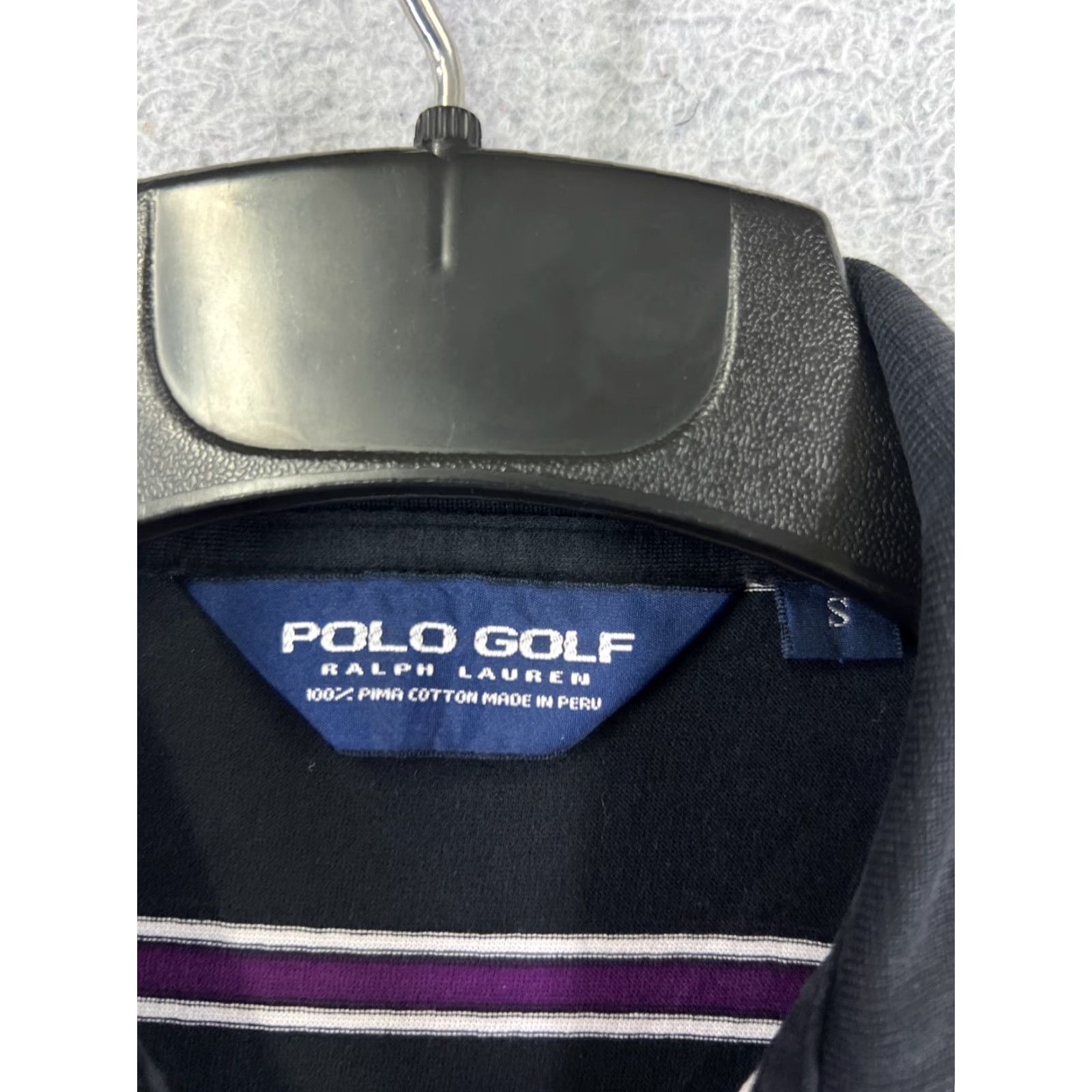 Polo Ralph Lauren VINTAGE Polo Shirt Polo Ralph Lauren Polo Mens Small Black Purple Stripe Pebble Beach Pima Size US S / EU 44-46 / 1 - 3 Thumbnail