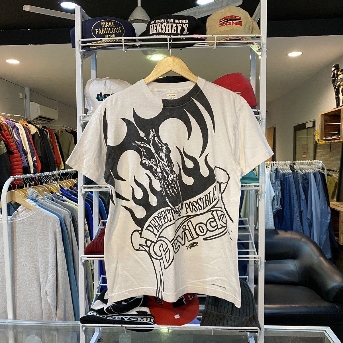 image of Beauty Beast x Devilock Vintage Devilock Palmstore 4Th Anniversary Tshirts in White (Size Medium)