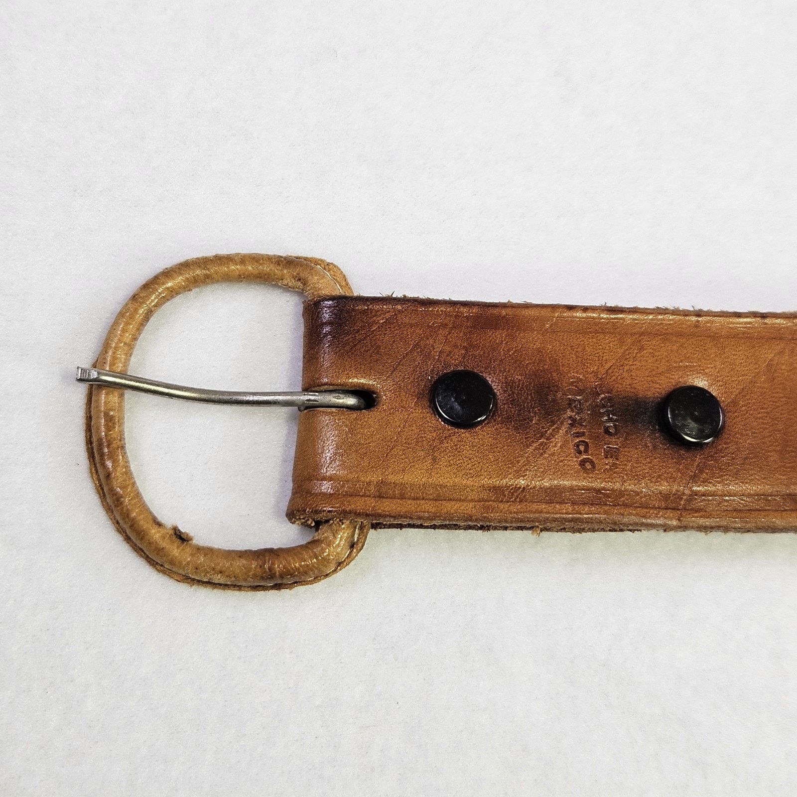 Vintage Tooled Leather Western Belt Southwestern Removable Buckle Size 42 - 8 Thumbnail